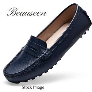 NWOB- Beauseen- Penny Loafer Faux Leather Driving Moccasins Comfort Boat Shoes